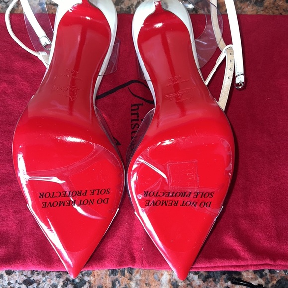 SOLD - 💯BRAND NEW - AUTHENTIC CHRISTIAN LOUBOUTIN LATTE / TRANSPARENT HEELS - Picture 4 of 8